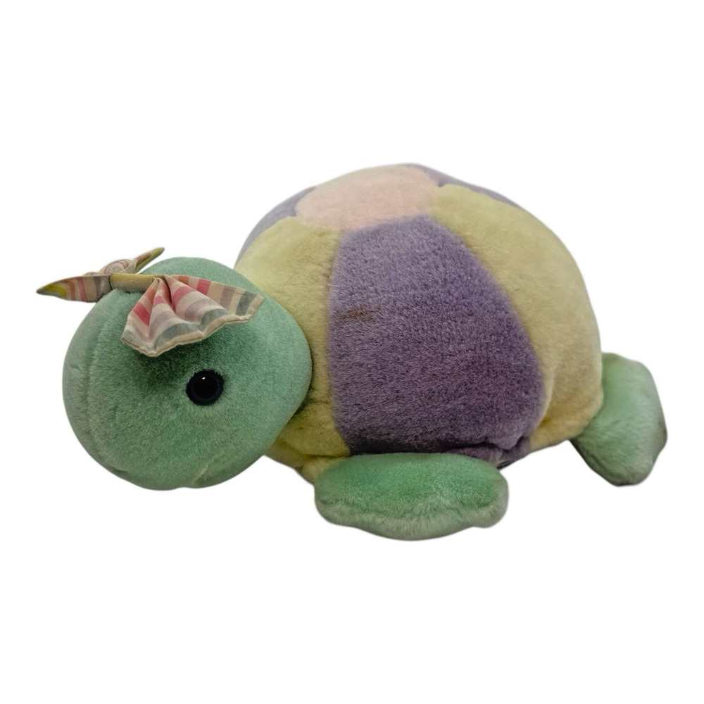 VTG 1980's Eden Toys Musical Moving Turtle Plush Pastel Wind Up Nursery Toy READ